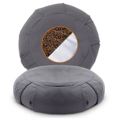 Cheer Collection 16" Buckwheat Yoga And Meditation Floor Pillow With Removable Cover In Gray