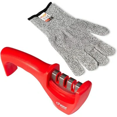 Cheer Collection 3 Stage Manual Knife Sharpener In Red