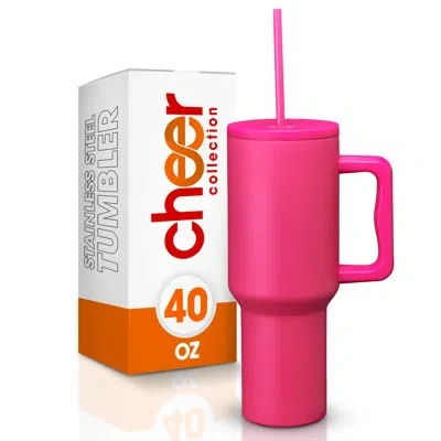Cheer Collection 40oz. Double Wall Insulated Travel Tumbler In Hot Pink