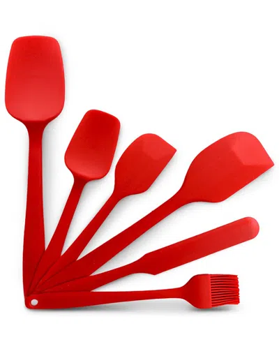 Cheer Collection 6pc Silicone Spatula Set In Red