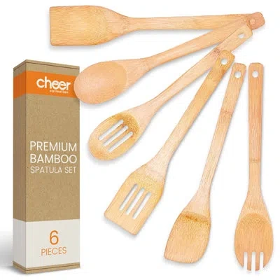 Cheer Collection 6-piece Non-scratch Bamboo Cooking Utensil Set In Brown Wood