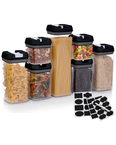 Cheer Collection 7pc Air-tight Food Storage Container Set In Black