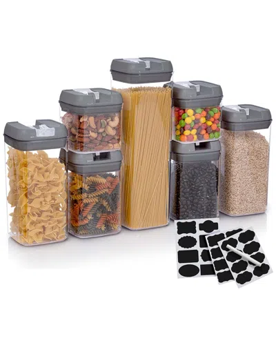 Cheer Collection 7pc Air-tight Food Storage Container Set In Grey