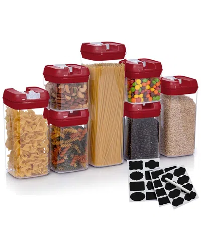 Cheer Collection 7pc Air-tight Food Storage Container Set In Red