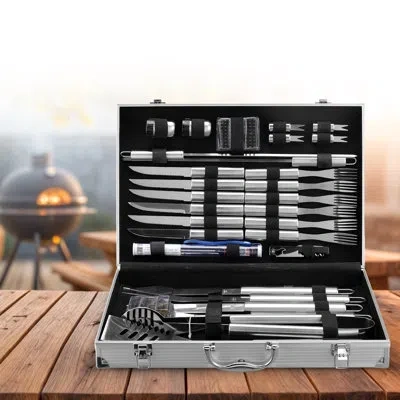 Cheer Collection Bbq Grilling Tool Set In Stainless Steel