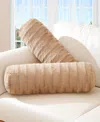 Cheer Collection Bolster Decorative Pillow Set, 8" X 24" In Nude