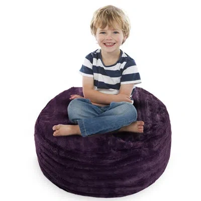 Cheer Collection Cheer Medium Faux Fur Bean Bag Cover In Purple