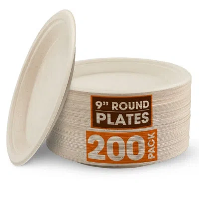 Cheer Collection Compostable Paper Plates, Pack In Brown