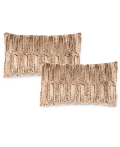Cheer Collection Decorative Faux Fur Pillow Set, 12" X 20"
