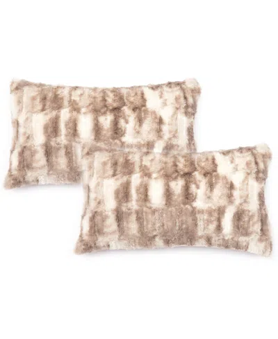 Cheer Collection Decorative Faux Fur Pillow Set, 12" X 20"