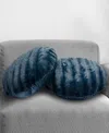 Cheer Collection Decorative Round Pillow Set, 18" X 18" In Blue
