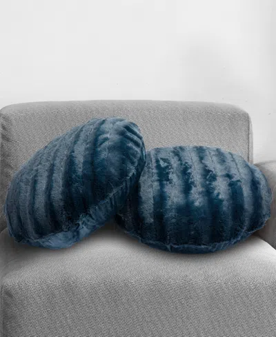 Cheer Collection Decorative Round Pillow Set, 18" X 18" In Blue