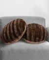 Cheer Collection Decorative Round Pillow Set, 18" X 18" In Brown