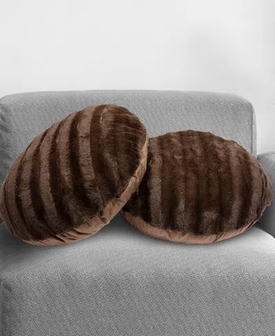 Cheer Collection Decorative Round Pillow Set, 18" X 18" In Brown