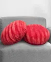 Cheer Collection Decorative Round Pillow Set, 18" X 18" In Burgundy