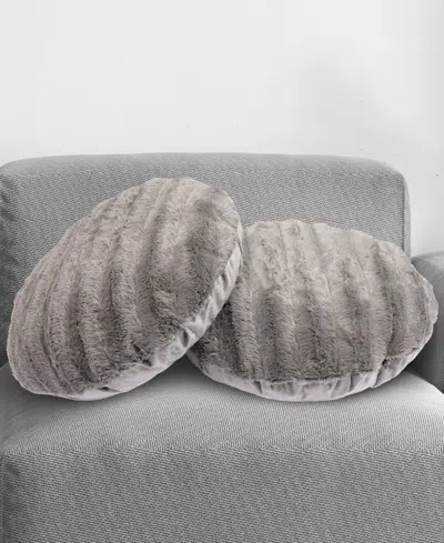 Cheer Collection Decorative Round Pillow Set, 18" X 18" In Gray