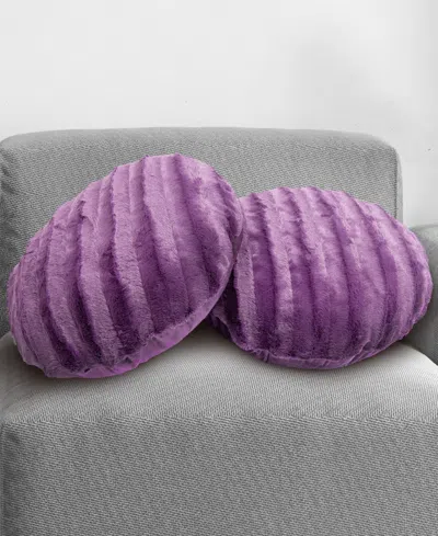 Cheer Collection Decorative Round Pillow Set, 18" X 18" In Purple
