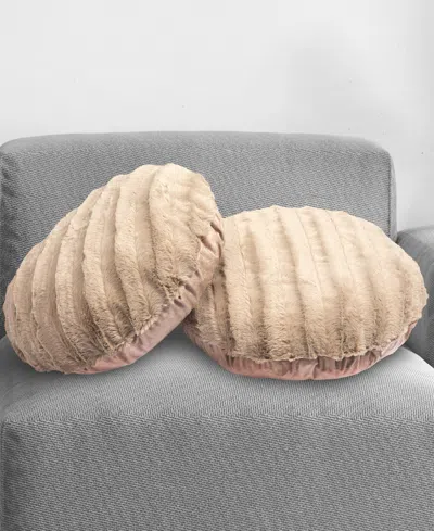 Cheer Collection Decorative Round Pillow Set, 18" X 18" In Sand