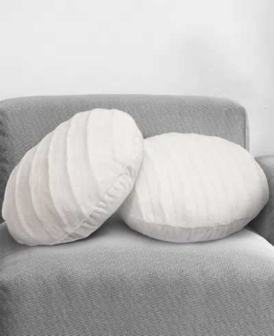 Cheer Collection Decorative Round Pillow Set, 18" X 18" In White