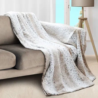 Cheer Collection Embossed Faux Fur Throw In Brown