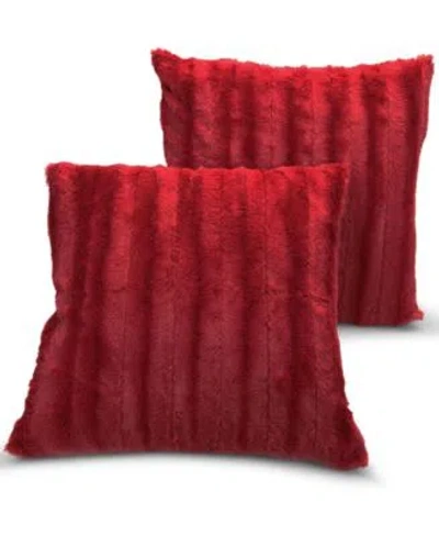 Cheer Collection Faux Fur 2 Pack Decorative Pillows In Red
