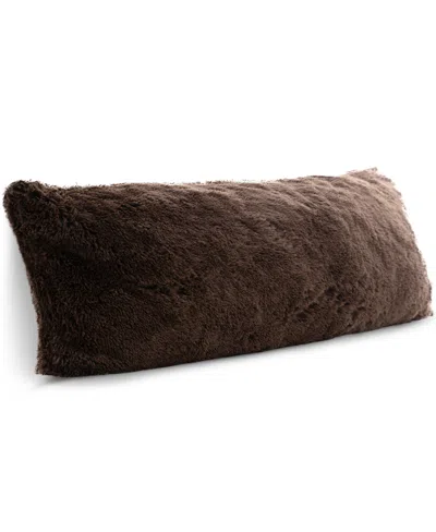 Cheer Collection Faux Fur Body Pillow, 20" X 54" In Brown