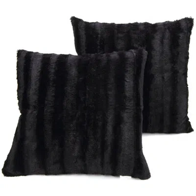 Cheer Collection Faux Fur Throw Pillow Cover In Black