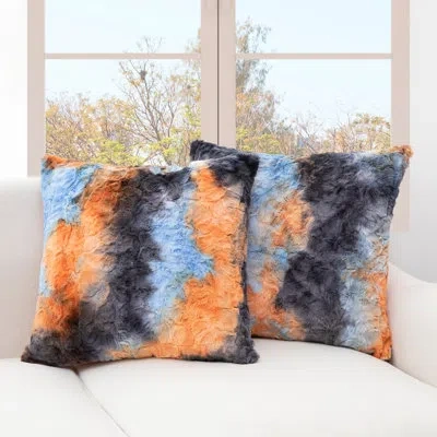 Cheer Collection Faux Fur Throw Square Pillow Cover & Insert In Multi