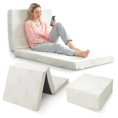 Cheer Collection Folding 4" Mattress In White
