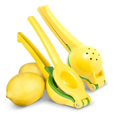Cheer Collection Heavy-duty Citrus Juicer With Dual Strainer In Yellow