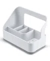 Cheer Collection Kitchen Sink Sponge Organizer With Drip Tray In White