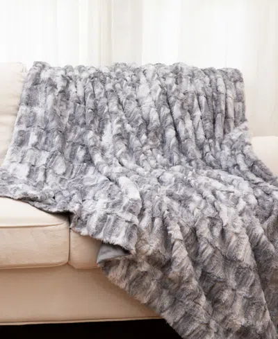 Cheer Collection Luxuriously Soft Faux Fur Design Blanket, 60" X 70" In Gray