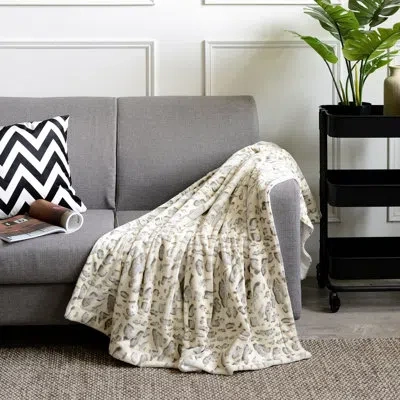 Cheer Collection Printed Faux Fur Blanket In White