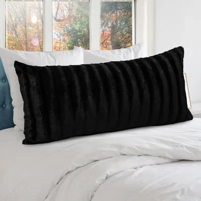 Cheer Collection Rectangular Faux Fur Pillow Cover & Insert In Black