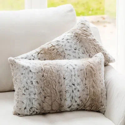 Cheer Collection Rectangular Faux Fur Pillow Cover & Insert In Snow Leopard