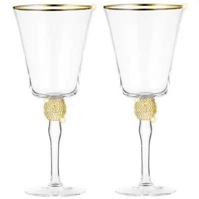Cheer Collection Rhinestone Design 14 Oz. Glass Goblet In Clear