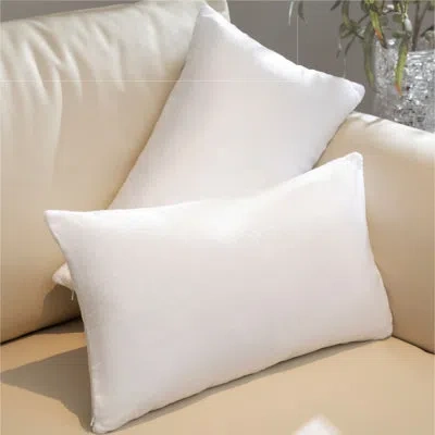 Cheer Collection Set Of 2 Hollow Fiber Filled Lumbar Couch Pillows, 12" X 20" - Black In White
