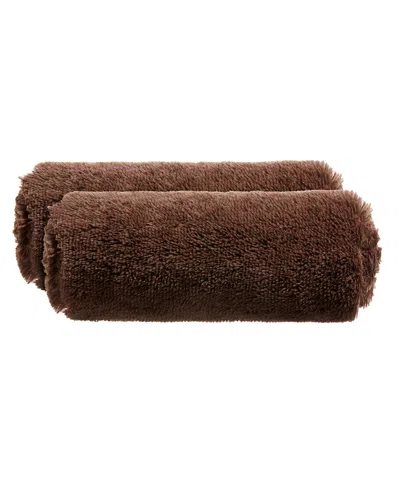 Cheer Collection Shaggy Bolster Decorative Pillow Set, 8" X 24" In Brown