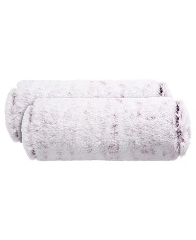 Cheer Collection Shaggy Bolster Decorative Pillow Set, 8" X 24" In Purple