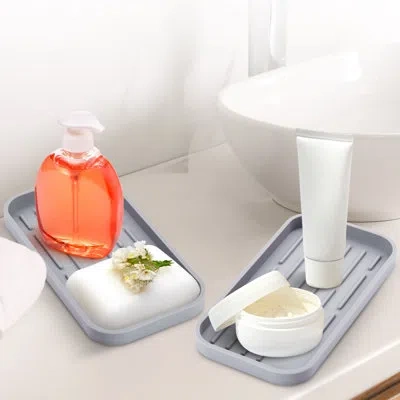 Cheer Collection Silicone Countertop Dish Rack In Gray