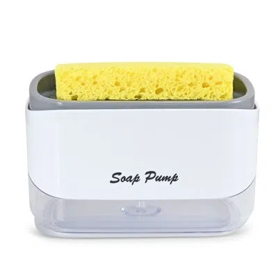 Cheer Collection Soap Dispensing Sponge Holder In White;gray