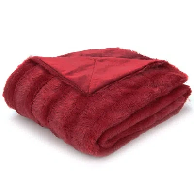 Cheer Collection Soft Faux Fur Throw In Maroon