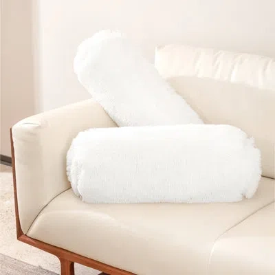 Cheer Collection Solid Color Bolster Cushion In White
