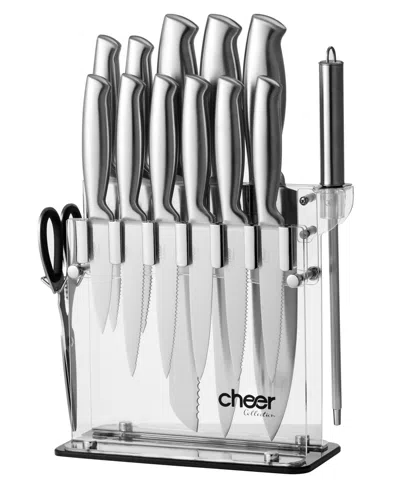 Cheer Collection Stainless Steel Chef Knife Set With Acrylic Stand 14-piece In Silver