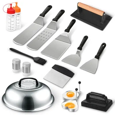Cheer Collection Stainless Steel Dishwasher Safe Grilling Tool Set