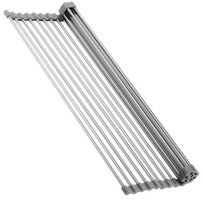 Cheer Collection Stainless Steel Over The Sink Dish Rack In Silver