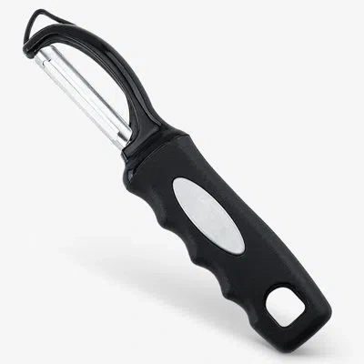 Cheer Collection Swivel Vegetable Peeler With Stainless Steel Twin Blades And Potato Eye Remover In Black