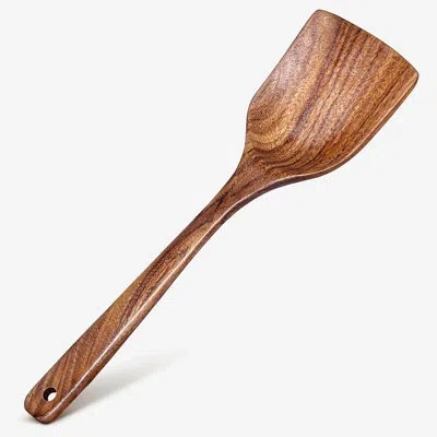 Cheer Collection Teak Wood Cooking Spatula With Comfortable Handle In Natural Wood