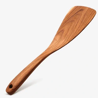 Cheer Collection Teak Wood Frying Spatula With Wide Edge In Natural Wood