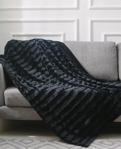 Cheer Collection Textured Decorative Throw, 108" X 88" In Black